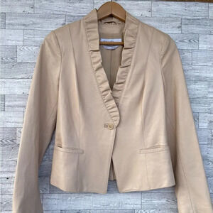 MaxMara leather jacket ruffle collar size 4